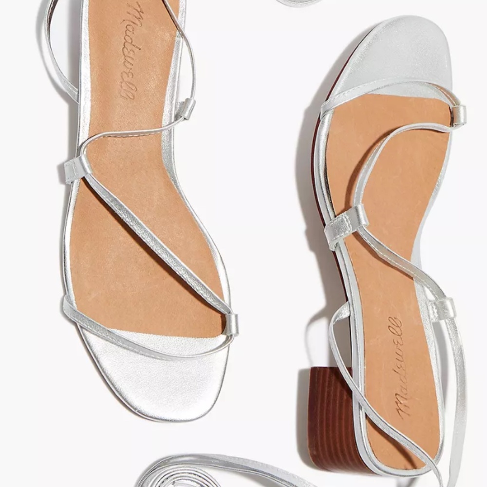 BRAND NEW Madewell silver block heel sandal (size 9)